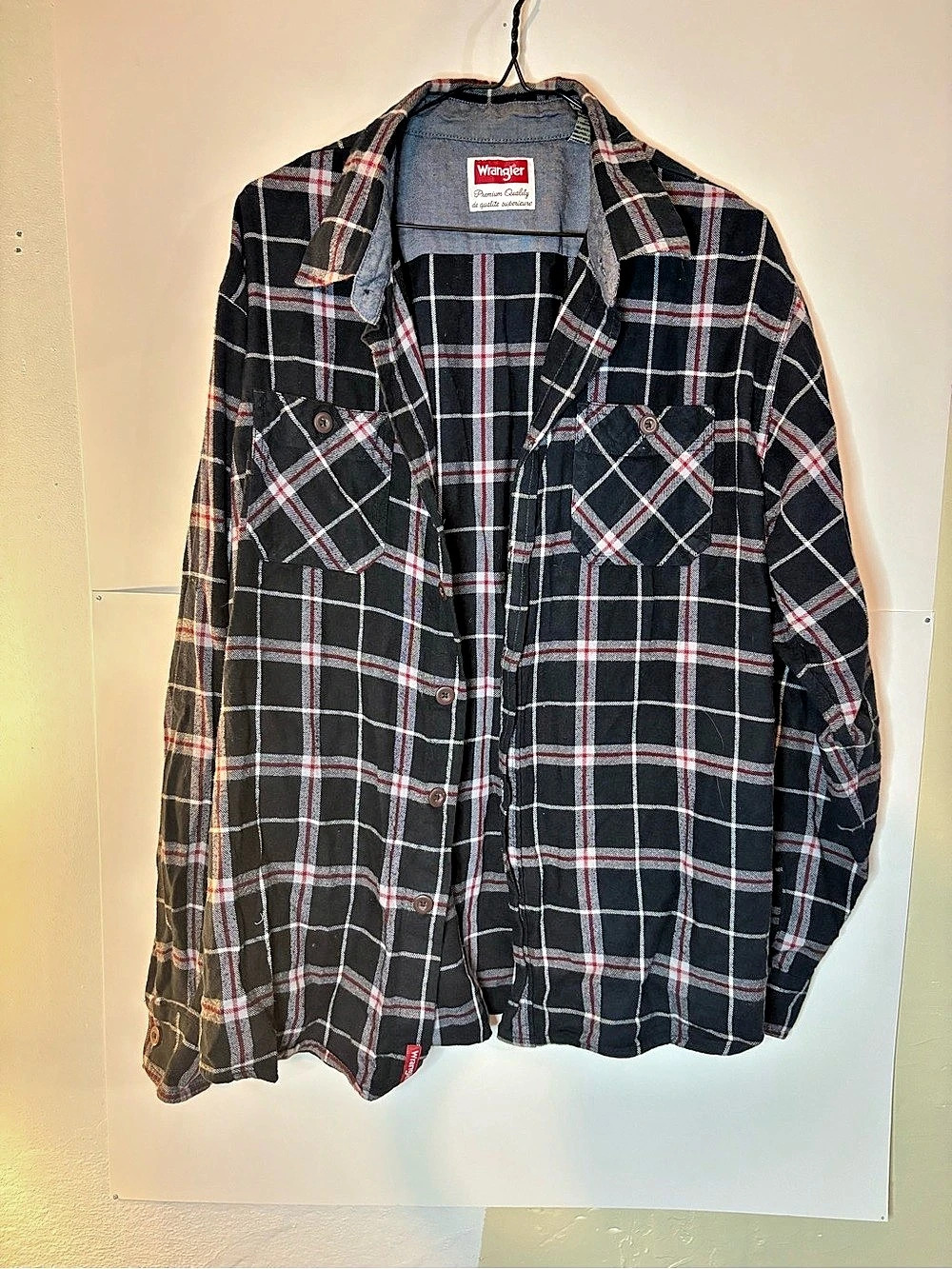 Wrangler Plaid Cotton button Shirt Navy & Red XL